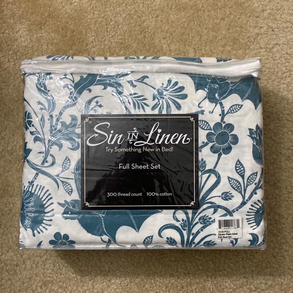 Sin in Linen Elysian Fields - Full Bed Sheet Set NIP